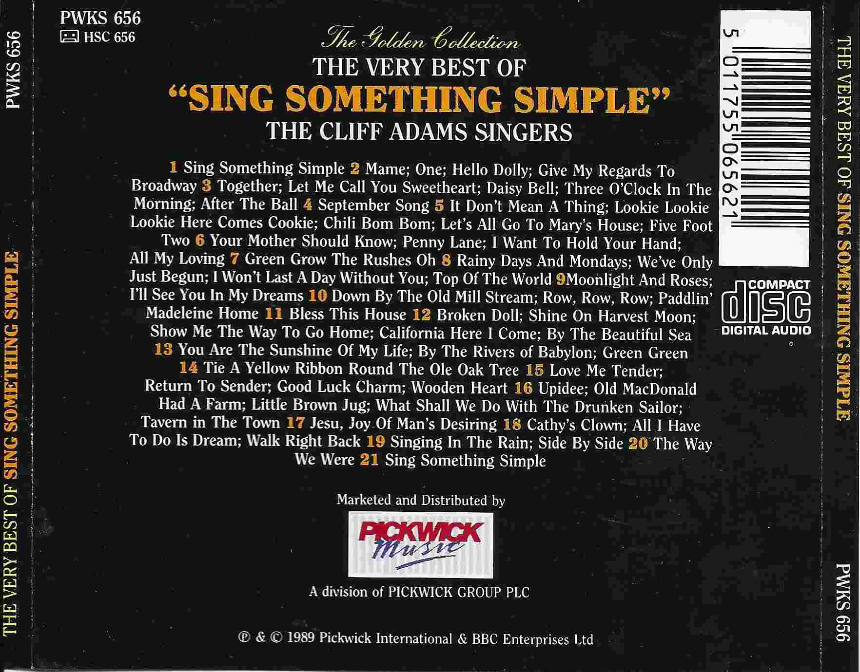 Picture of PWKS 656 The very best of Sing Something Simple by artist Various from the BBC records and Tapes library